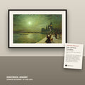 Niemand malte Nächte wie er – Grimshaw: „Spiegelungen auf der Themse, Westminster“ (1880) – Kunstdruck, gerahmt