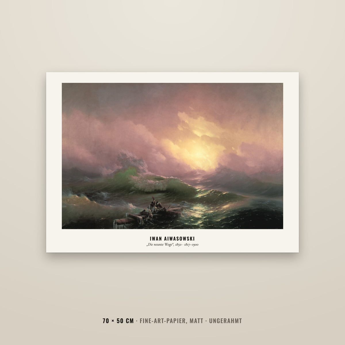Niemand malte das Meer wie er – Aiwasowski: „Die neunte Woge“ (1850) – Kunstdruck, gerahmt
