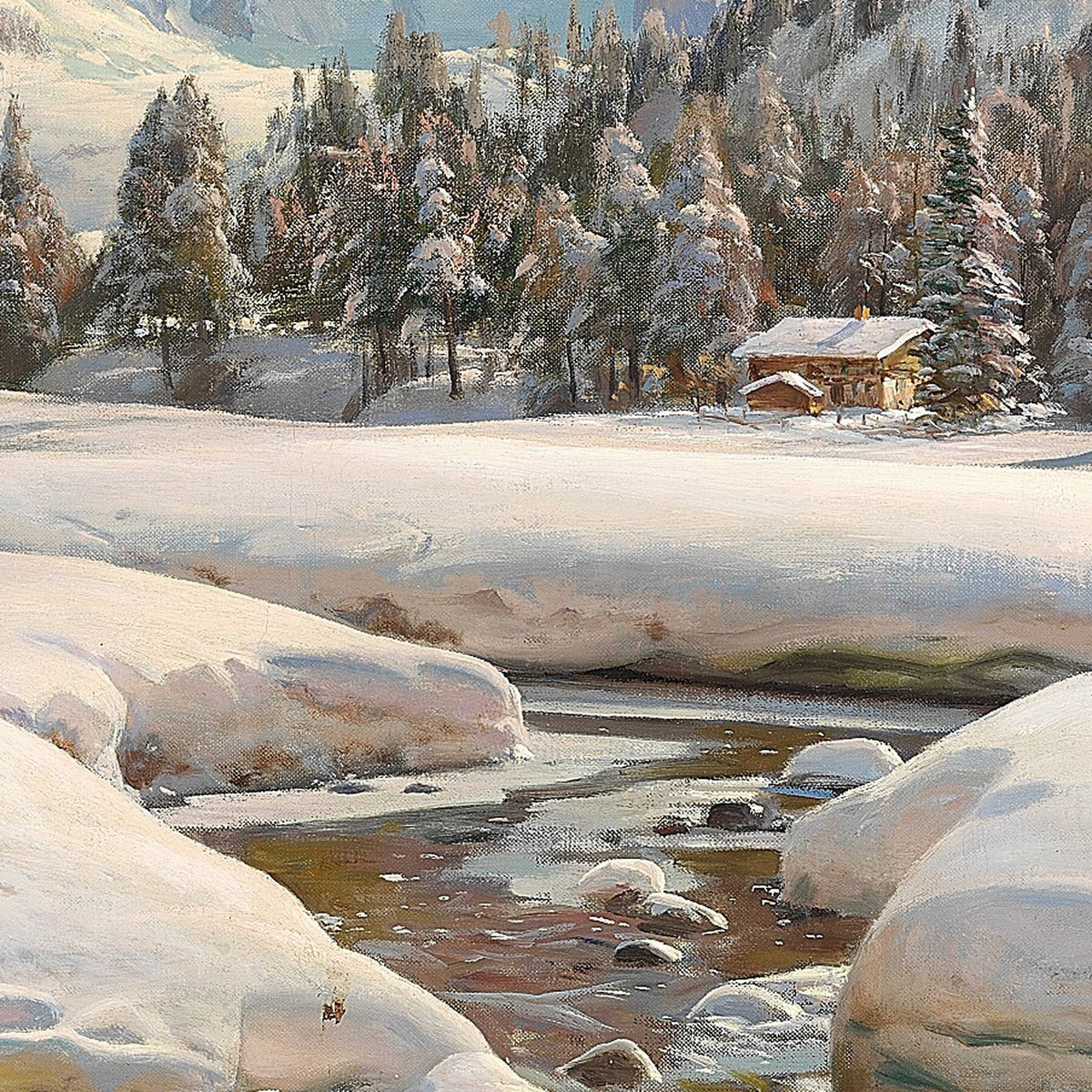 Niemand malte den Schnee wie er – Mønsted: „Winterlandschaft bei Morteratsch“ (1920) – Kunstdruck