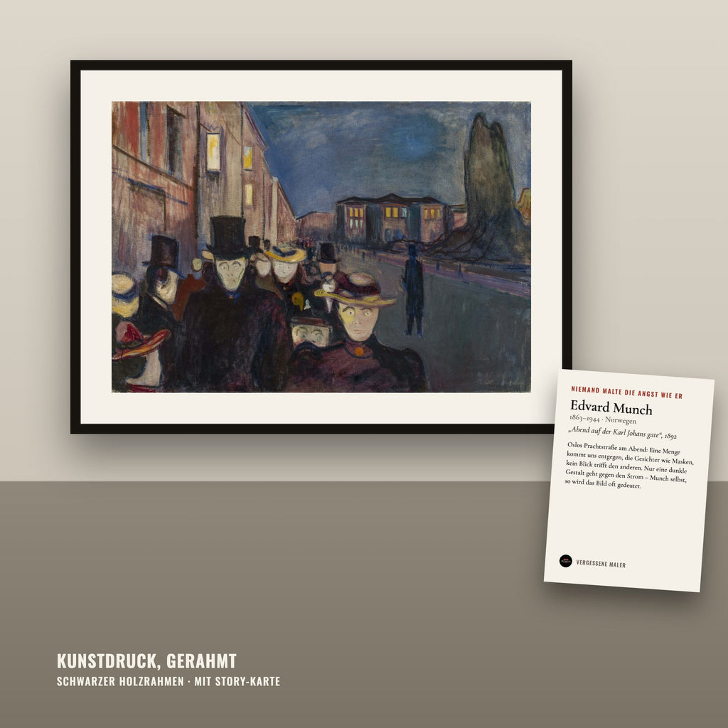 Motiv: Abend auf der Karl Johans gate (1892) · gerahmt