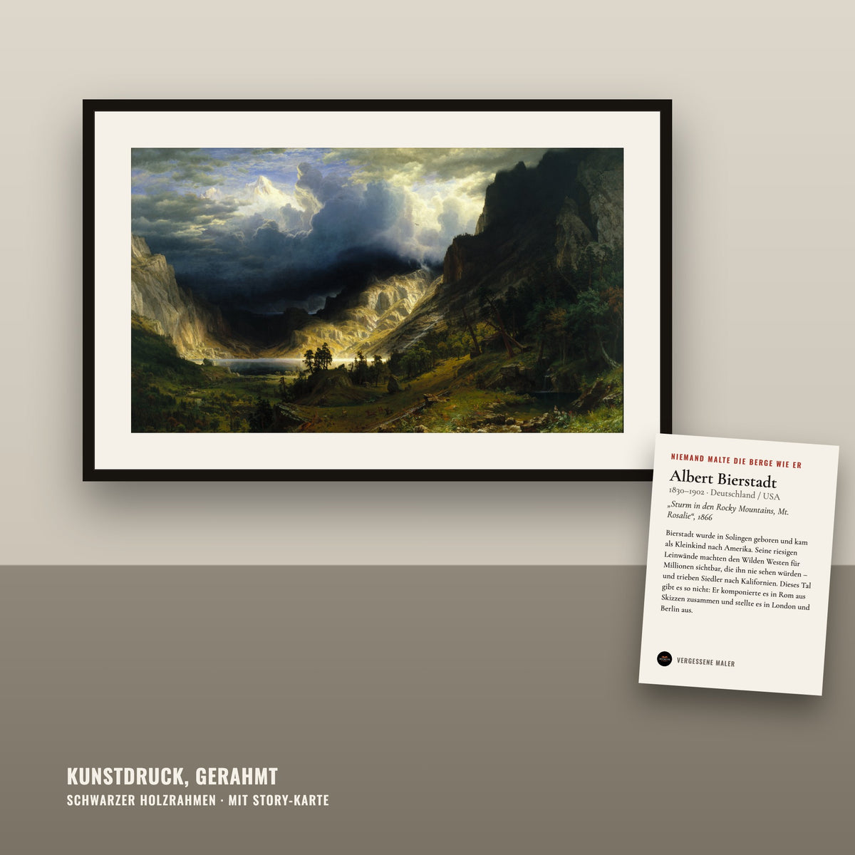 Niemand malte die Berge wie er – Albert Bierstadt – Kunstdruck gerahmt, 5 Motive zur Wahl