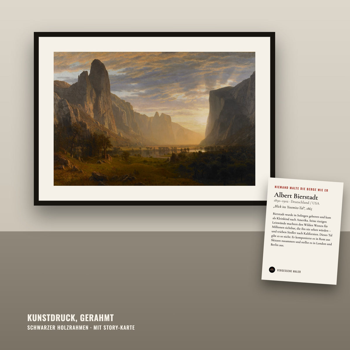 Niemand malte die Berge wie er – Albert Bierstadt – Kunstdruck gerahmt, 5 Motive zur Wahl