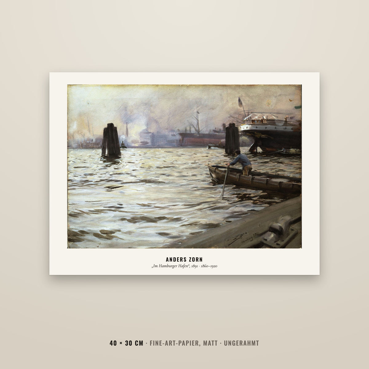 Niemand malte Wellen wie er – Zorn: „Im Hamburger Hafen“ (1891) – Kunstdruck quer